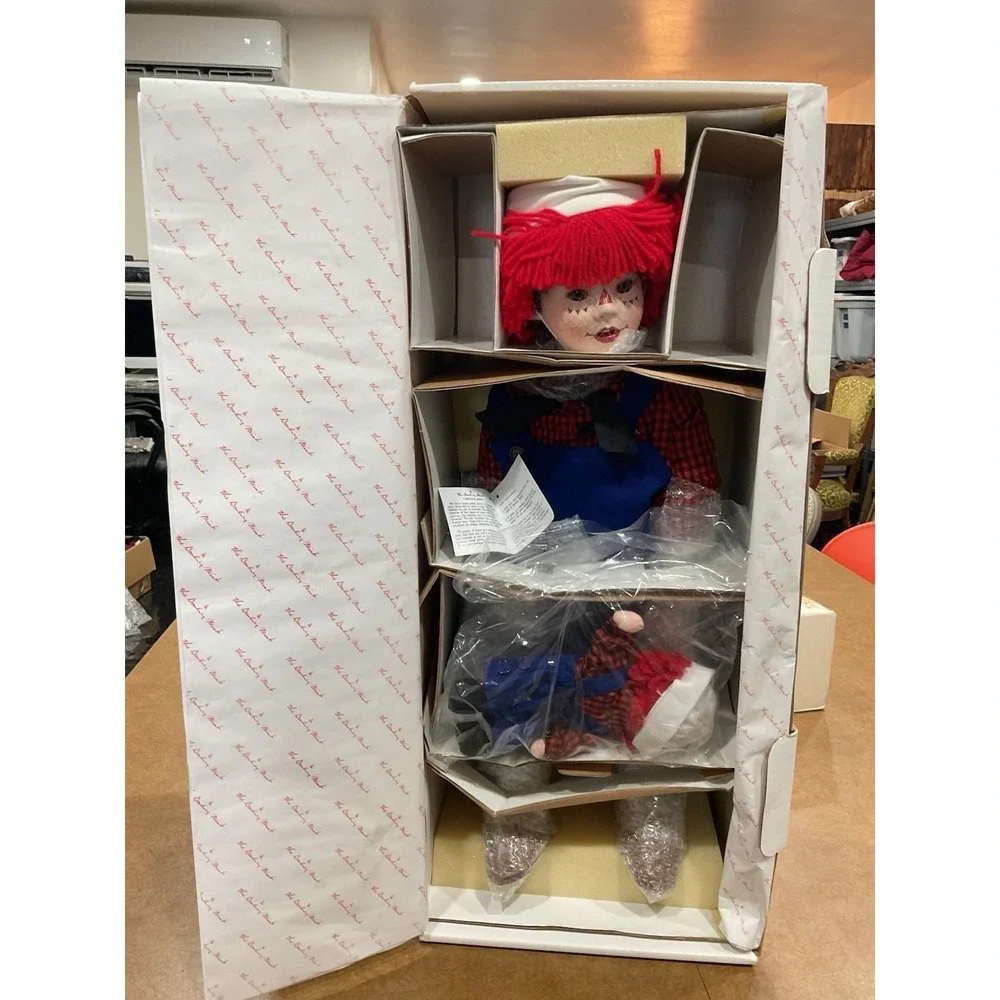 Danbury Mint Raggedy Andy Doll by Kelly RuBert w/ Small Andy Doll 1996 NIB w/tag